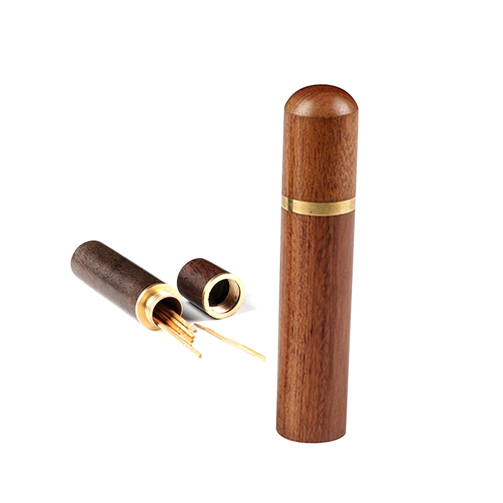 Toothpick Holder Storage Container Multifunction for Home Hotel Brown