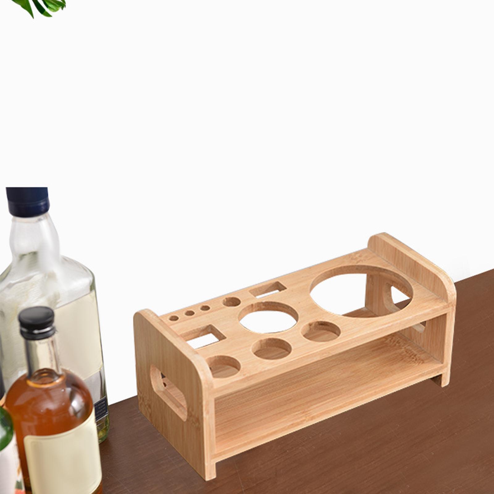 Cocktail Shaker Bartender Stand Wooden Desktop Bottle Rack for Wedding Party