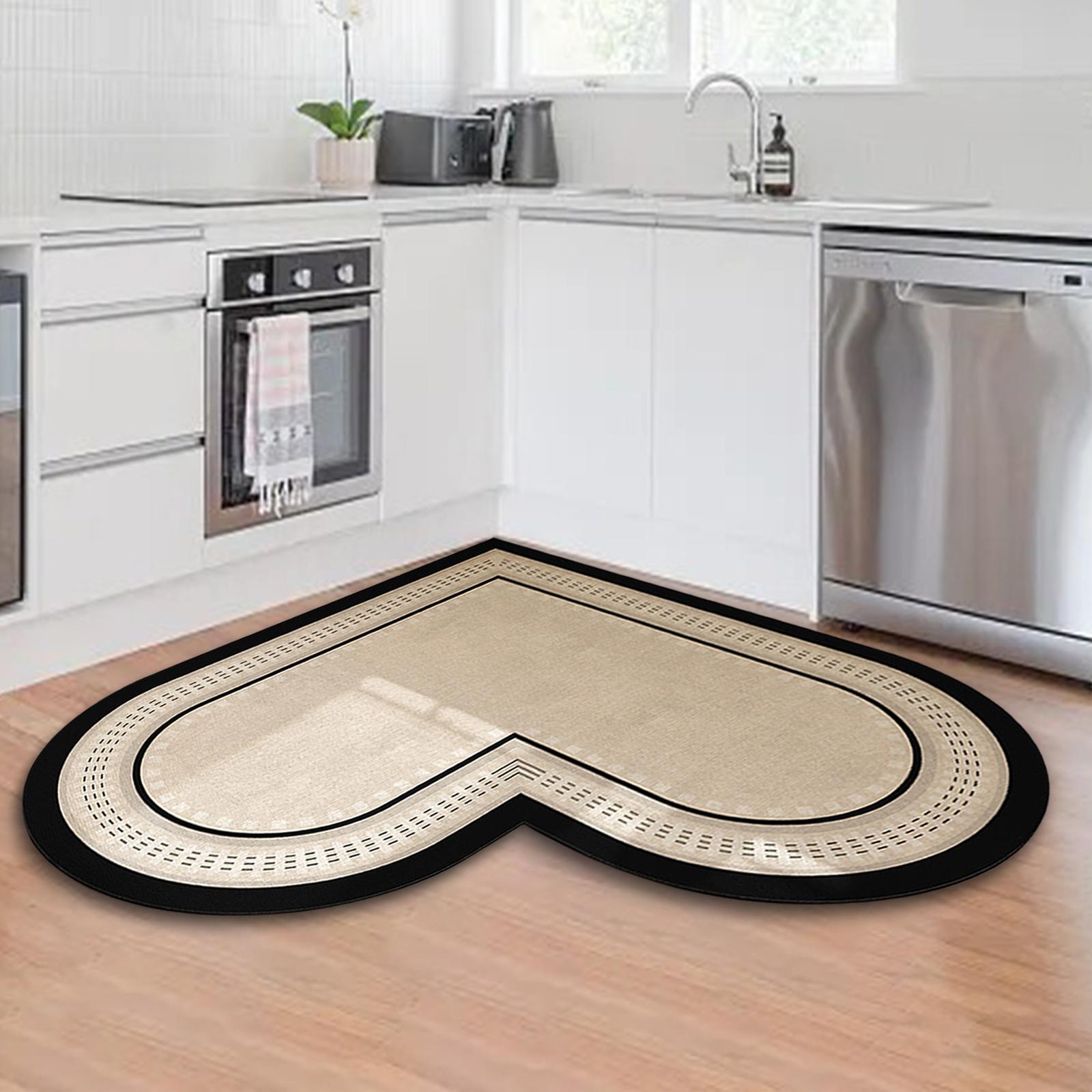 Heart Shaped Floor Mat Washable Absorbent Wear Resistant Kitchen Rug