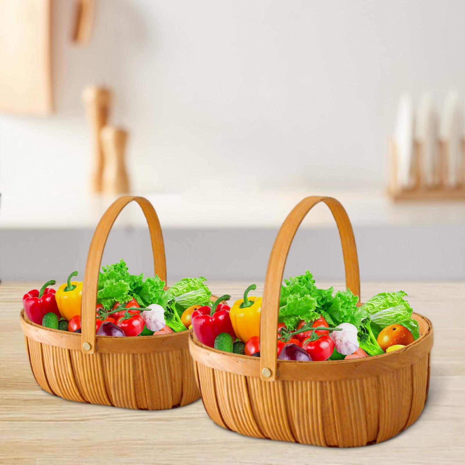 Woven Bread Basket Countryside Woven Basket for Gathering Harvesting Wedding L