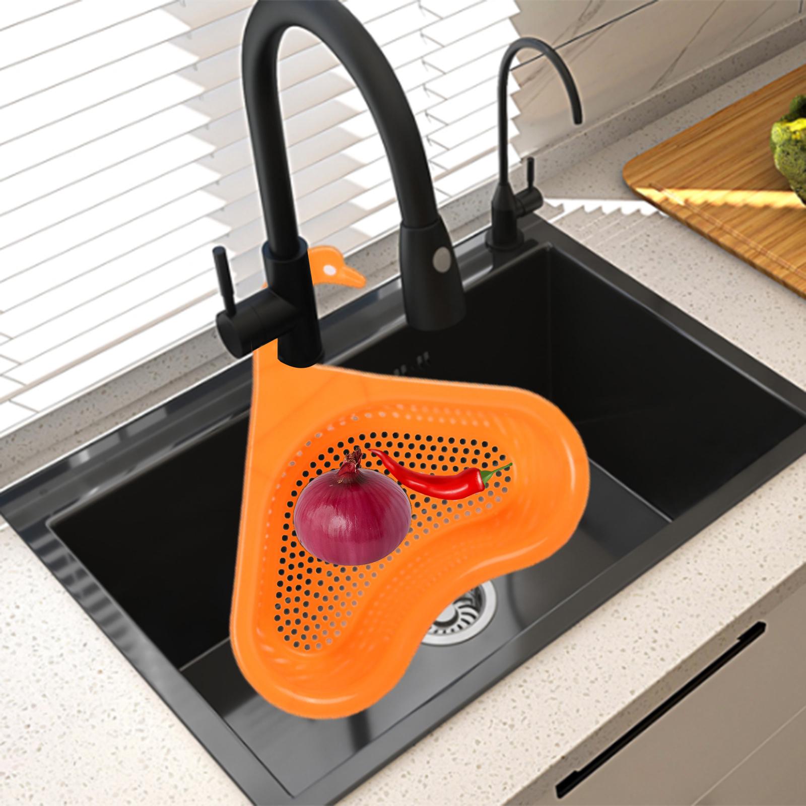 Kitchen Sink Drain Basket Drain Container Kitchen Gadgets Fruit Drain Basket Orange