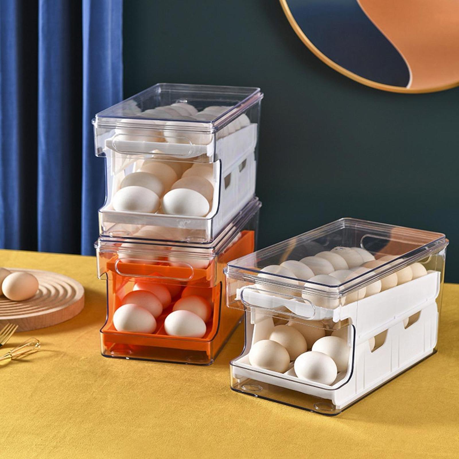 Egg Storage Container Egg Holder for Fridge for Refrigerator Kitchen Cabinet Orange