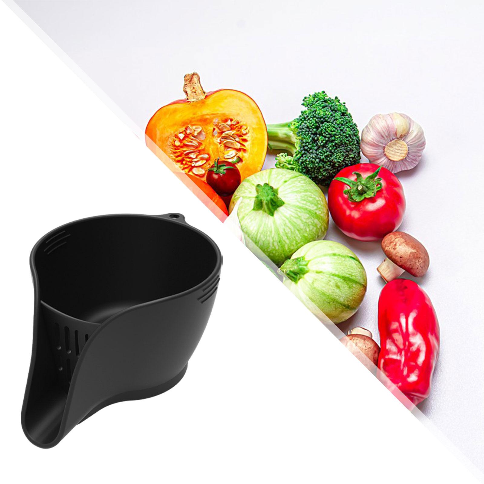 Multifunctional Drain Basket with Spout Drainer Food Basket Washing Colander black