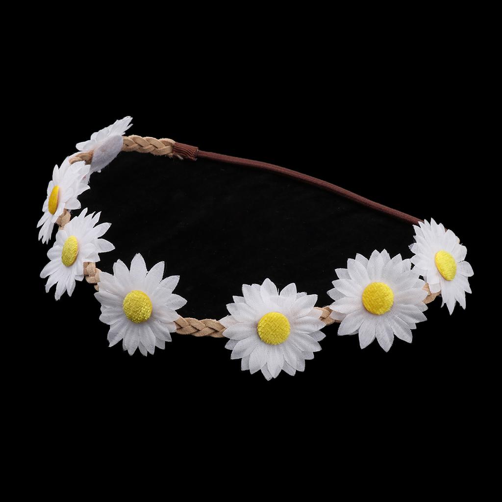 Girls Boho Daisy Floral Crown Wreath Wedding Flower Headband Headpiece