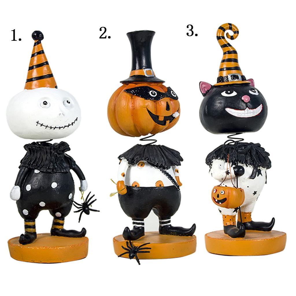 Animated Halloween Props Resin Figurine Decor Doll Shaking Head Party ...