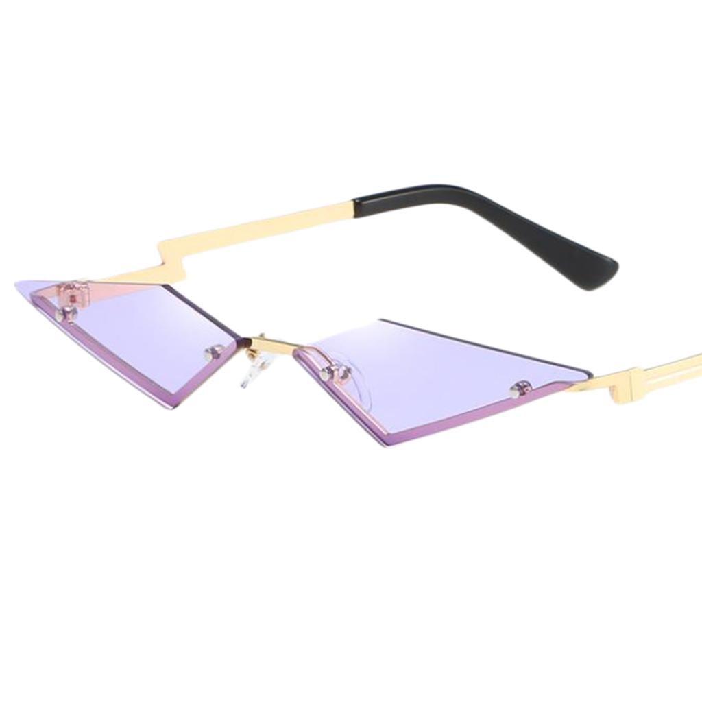 Womens Fashion Slim Cat Eye Style Sunglasses Rimless Sun Glasses Gold+Purple