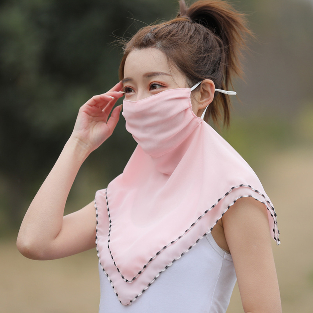 Ladies Face Mask Scarf UV Protection Lightweight Scarf Neck Mask Pink