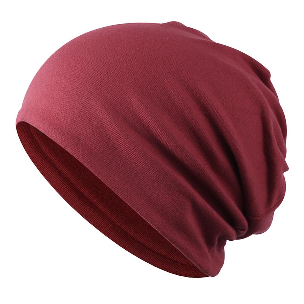 2 Pieces Cotton Slouchy Baggy Beanie Chemo Hat Slouchy Cap Khaki+Red