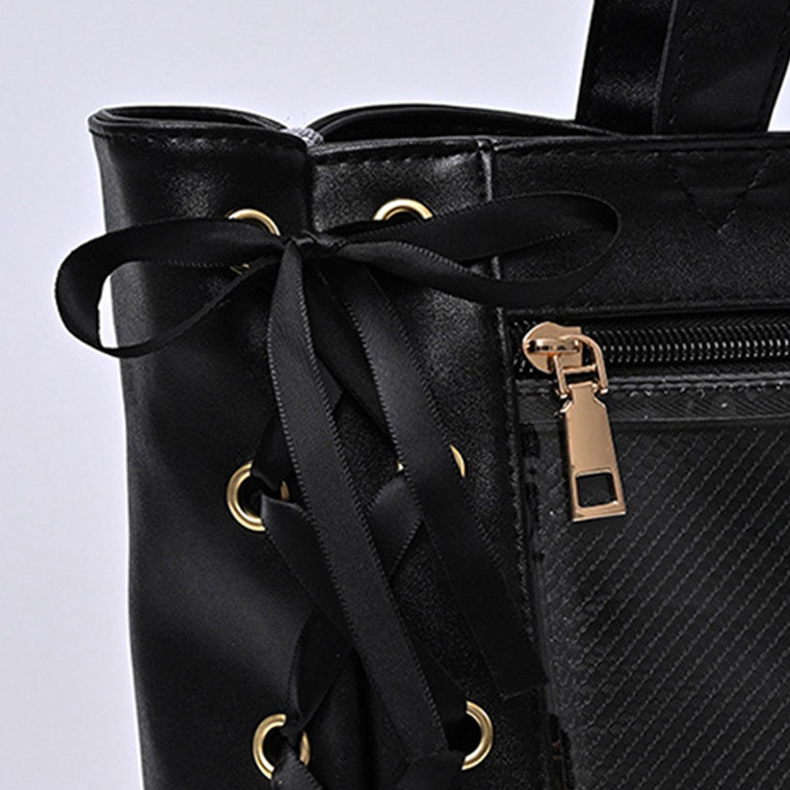 Japanese Shoulder Bag Large Capacity Fashion Vacation PU Leather Handbag Black