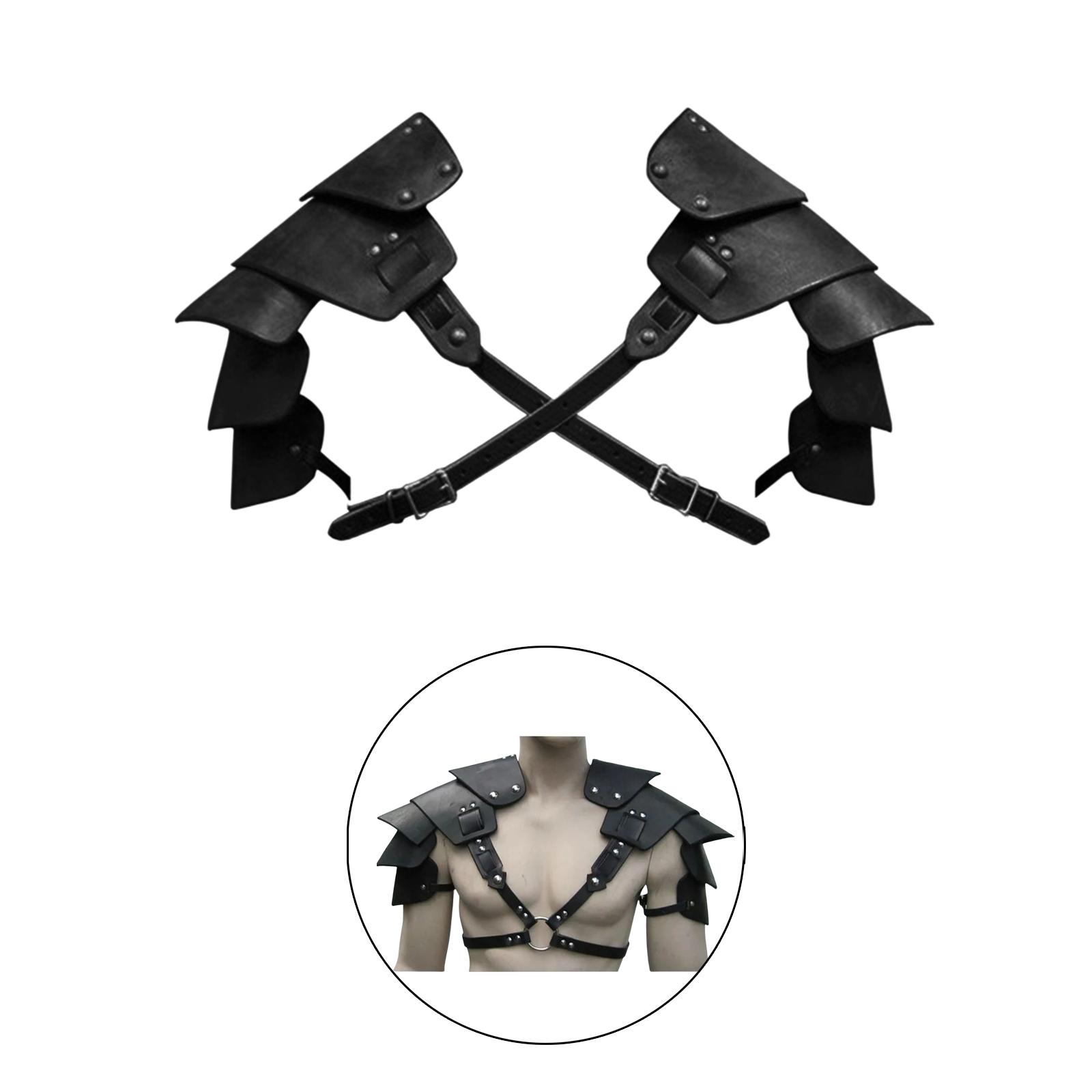 Medieval Shoulder Pauldron Unisex Gothic Steampunk Shoulder Shrug Armors Black