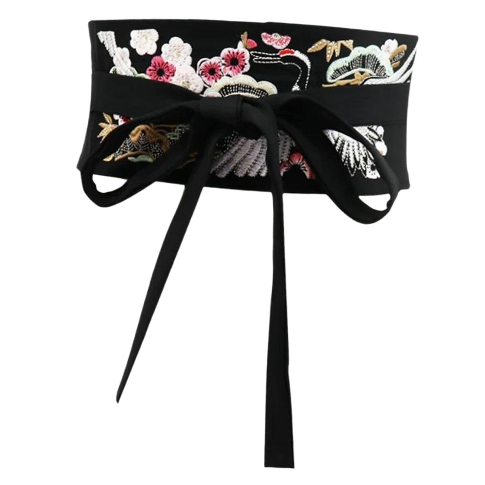 Kimono Robe Obi Belt Black