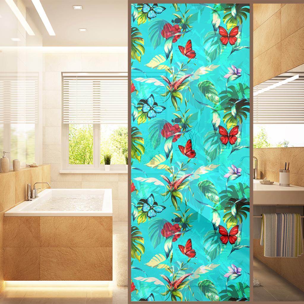 Flower Print Window Film Sticker Static Privacy Frosted Stained Glass