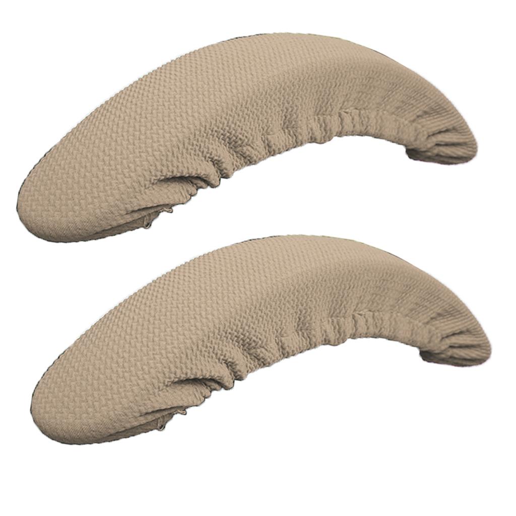 1 Pair Stretch Chair Armrest Covers Desk Chair Arm Slip-Cover Khaki