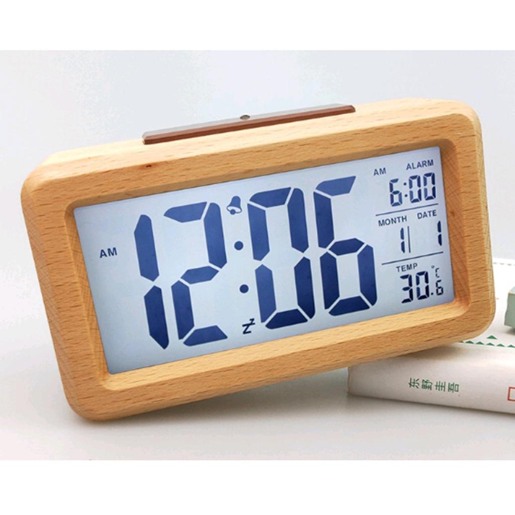 Wooden Electronic Smart Clock Date Temperature Dispaly Clock Wood