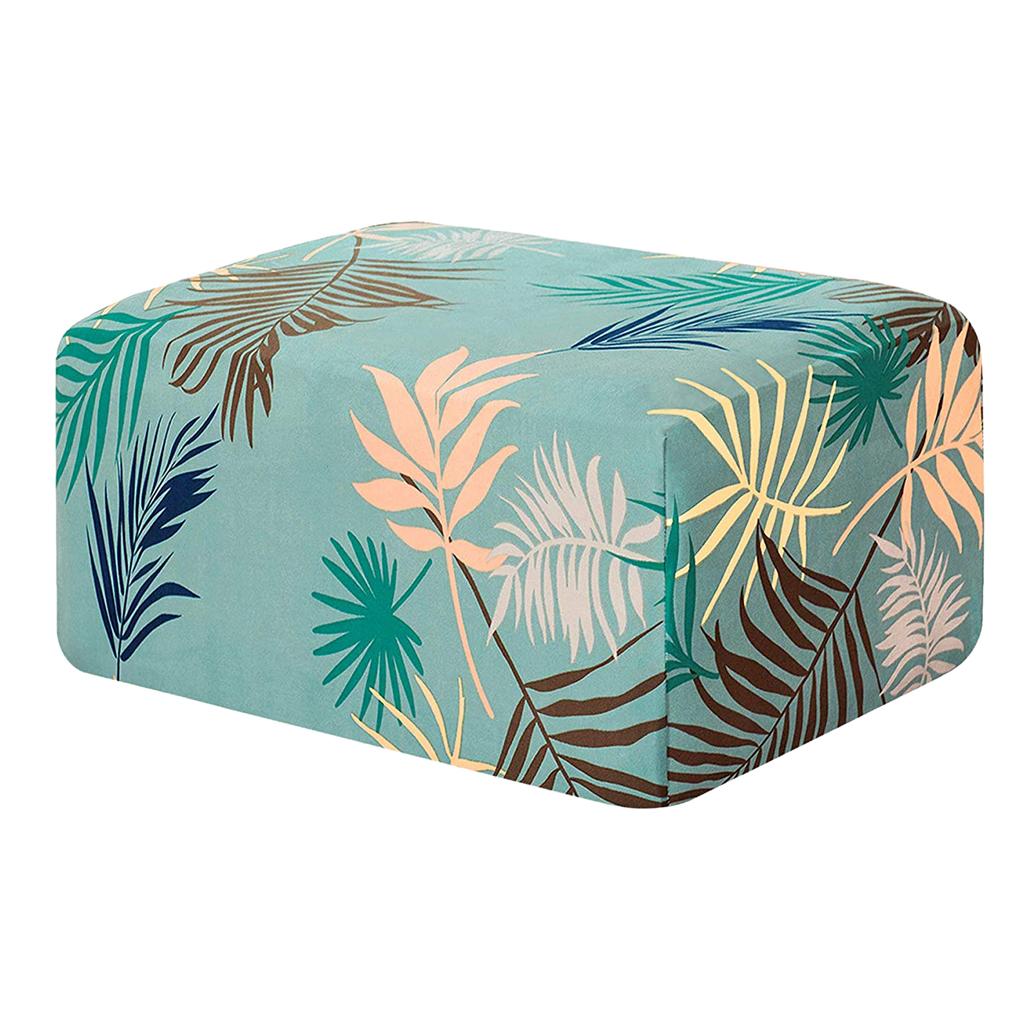 Printed Ottoman Cover Footstool Slipcover Footrest Stool Protector Green