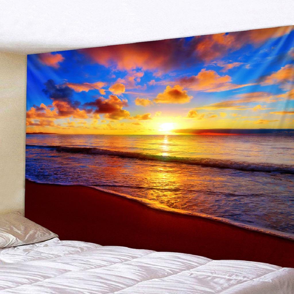 Beach on Sunset Scenery Theme Wall Hanging Tapestry  200x150CM 