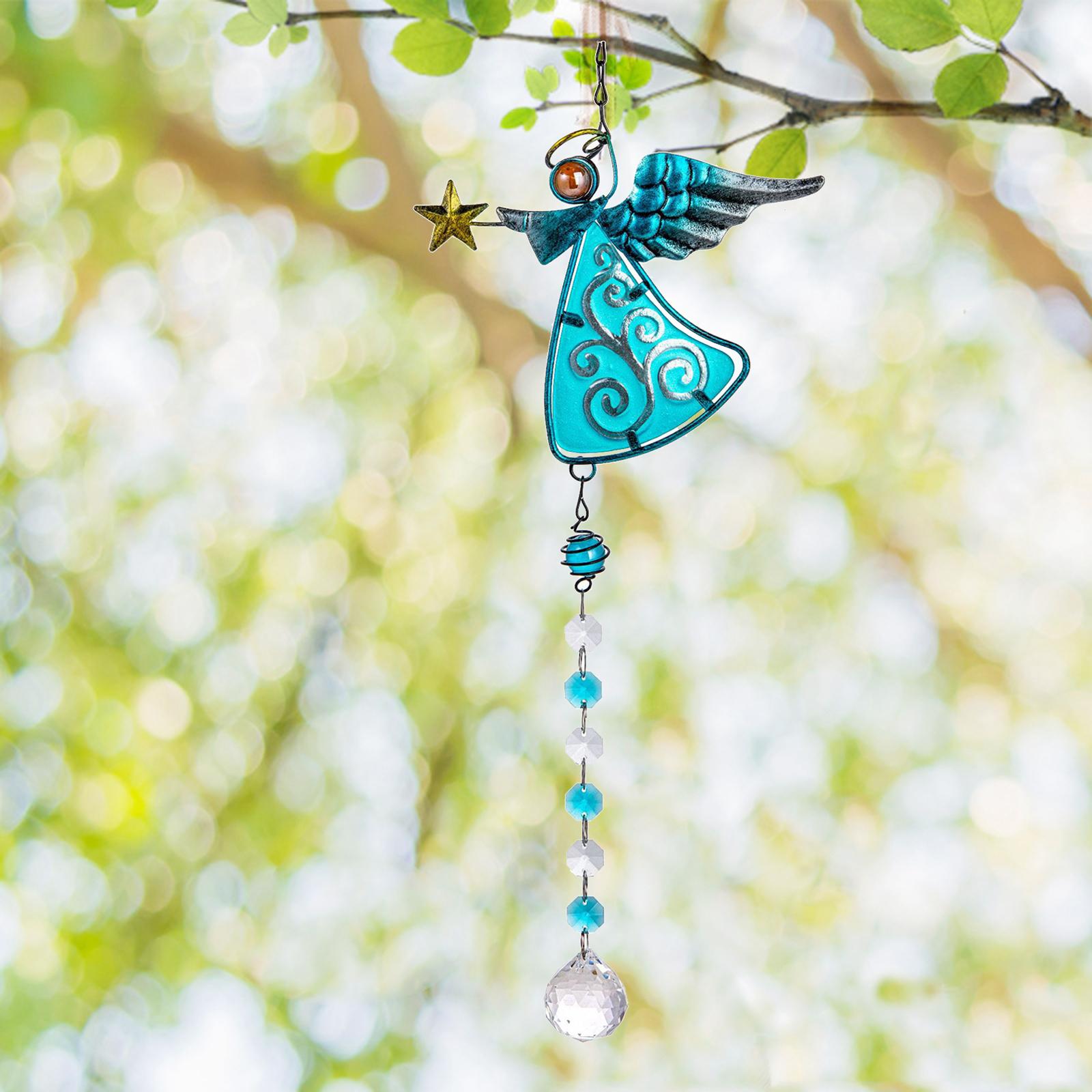 Crystal  Rainbow Maker Angel Garden Window Pendant Car Patio Gifts blue