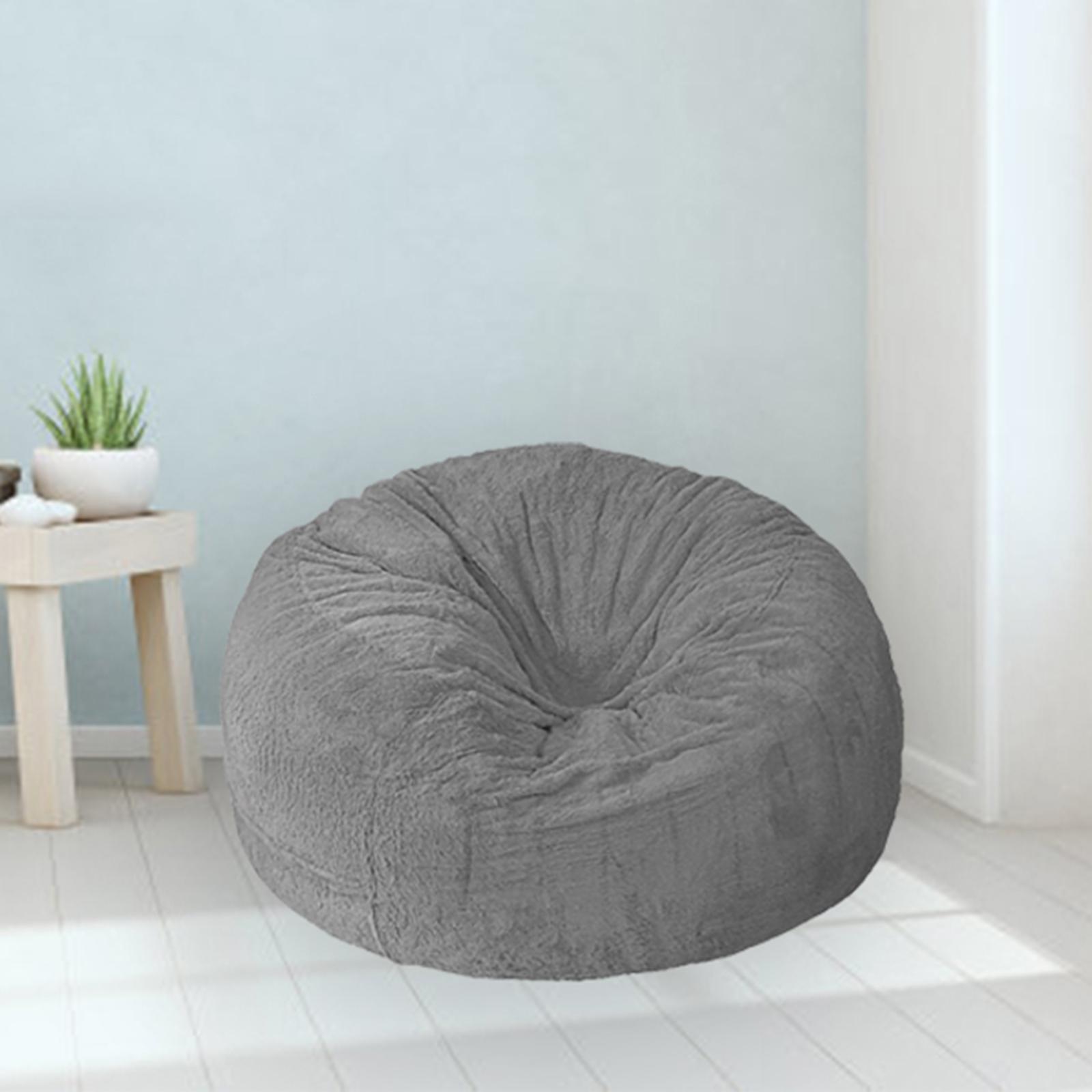 Plush Lazy Sofa Bed  Slipcover Cover for Home Bedroom  Light Gray