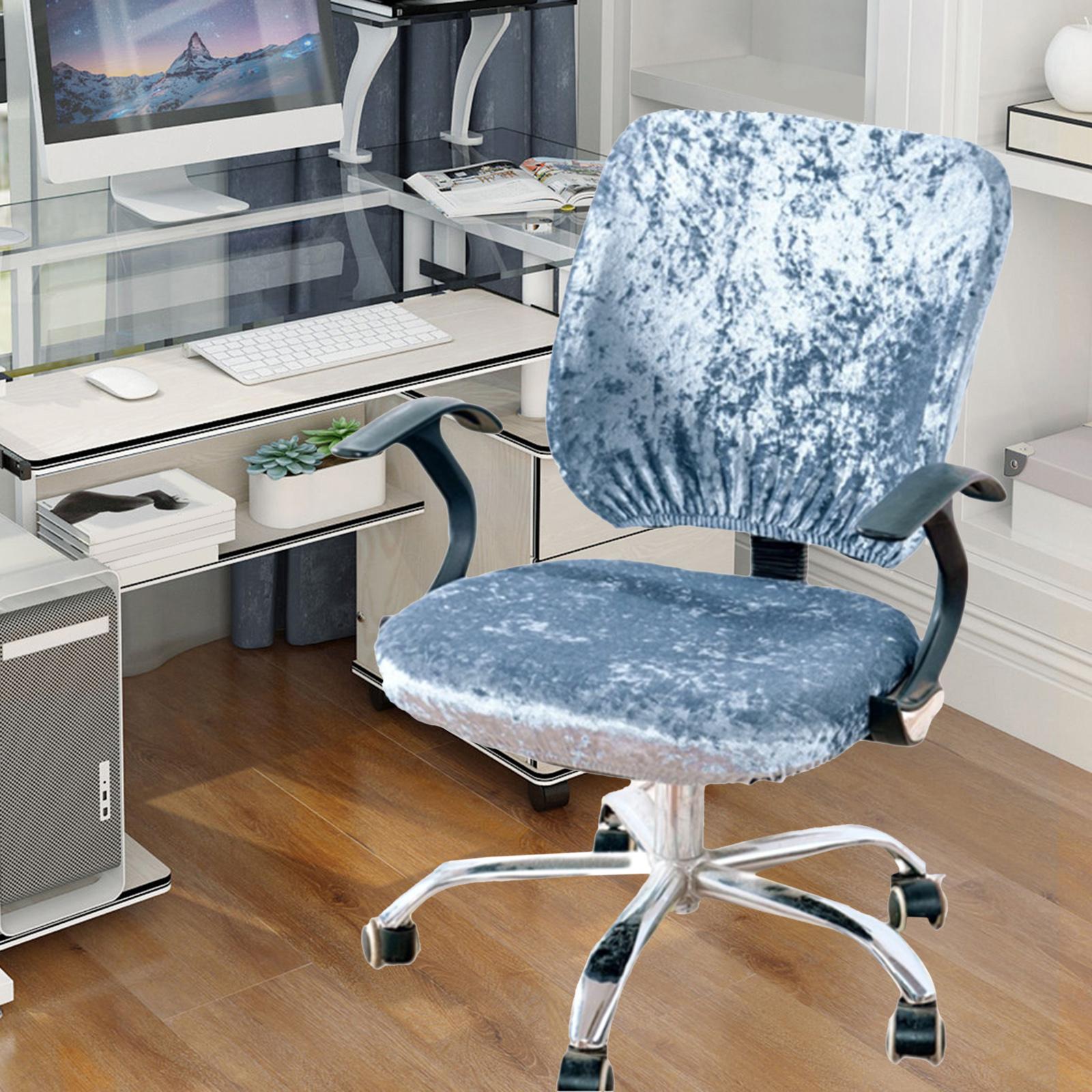 2xComputer Chair Cover Stretch Office Armchair Slipcover Blue Set