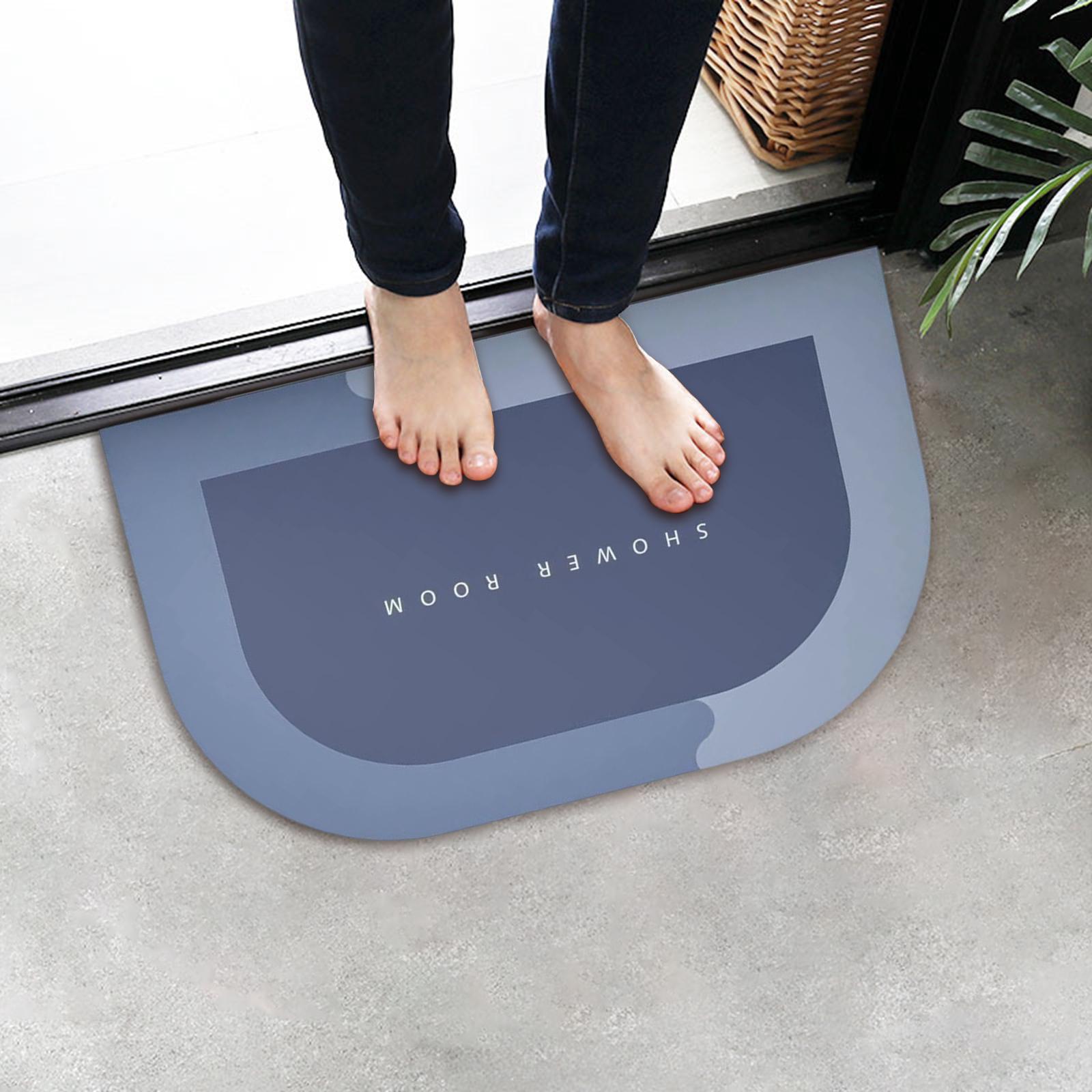 Bathroom Rugs Thick Fast Drying Polyester Fiber Shower Mat Washable Blue 40X60cm