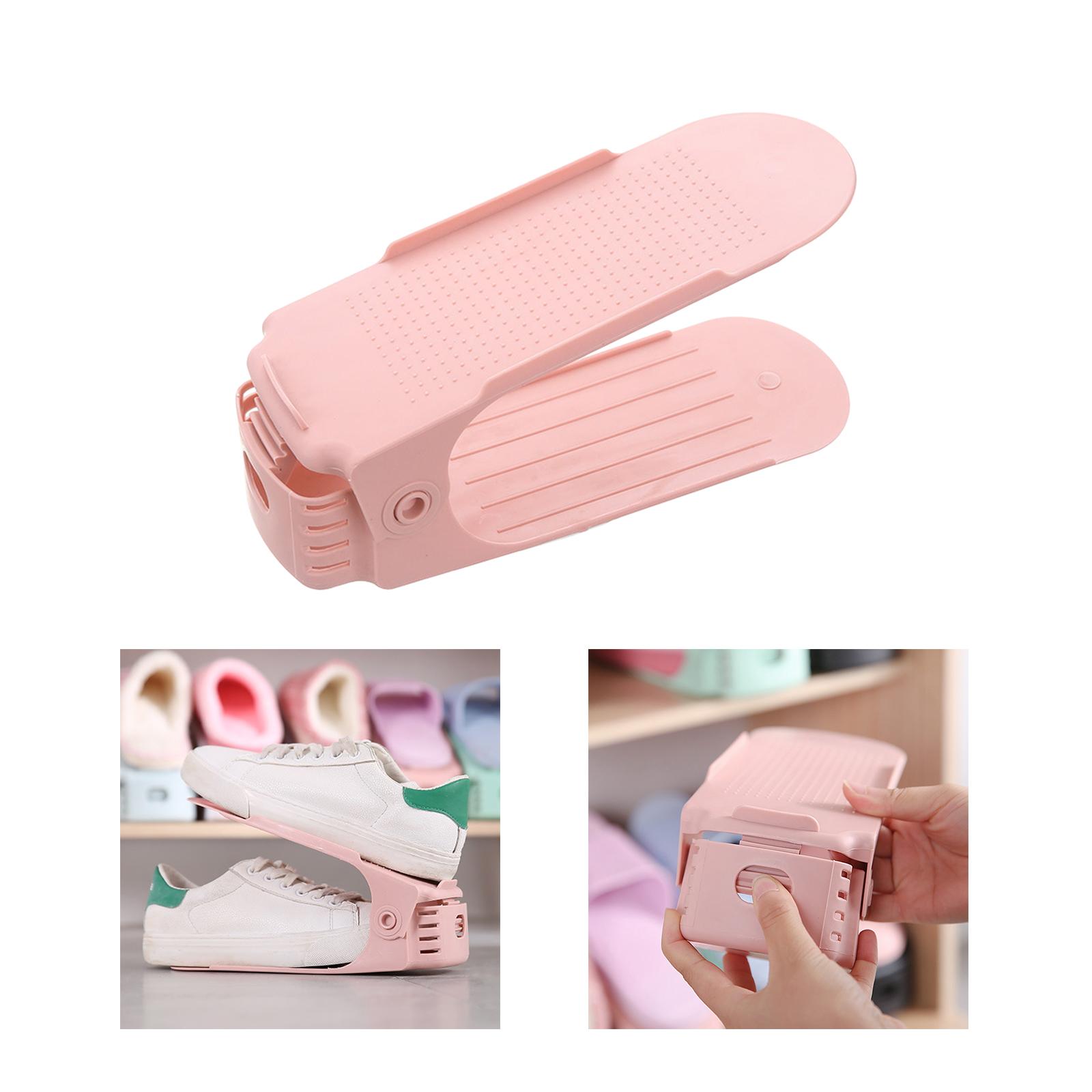 Shoes Shelf Rack Shoe Slots Organizer Double Layer for Clothing Store Closet Pink