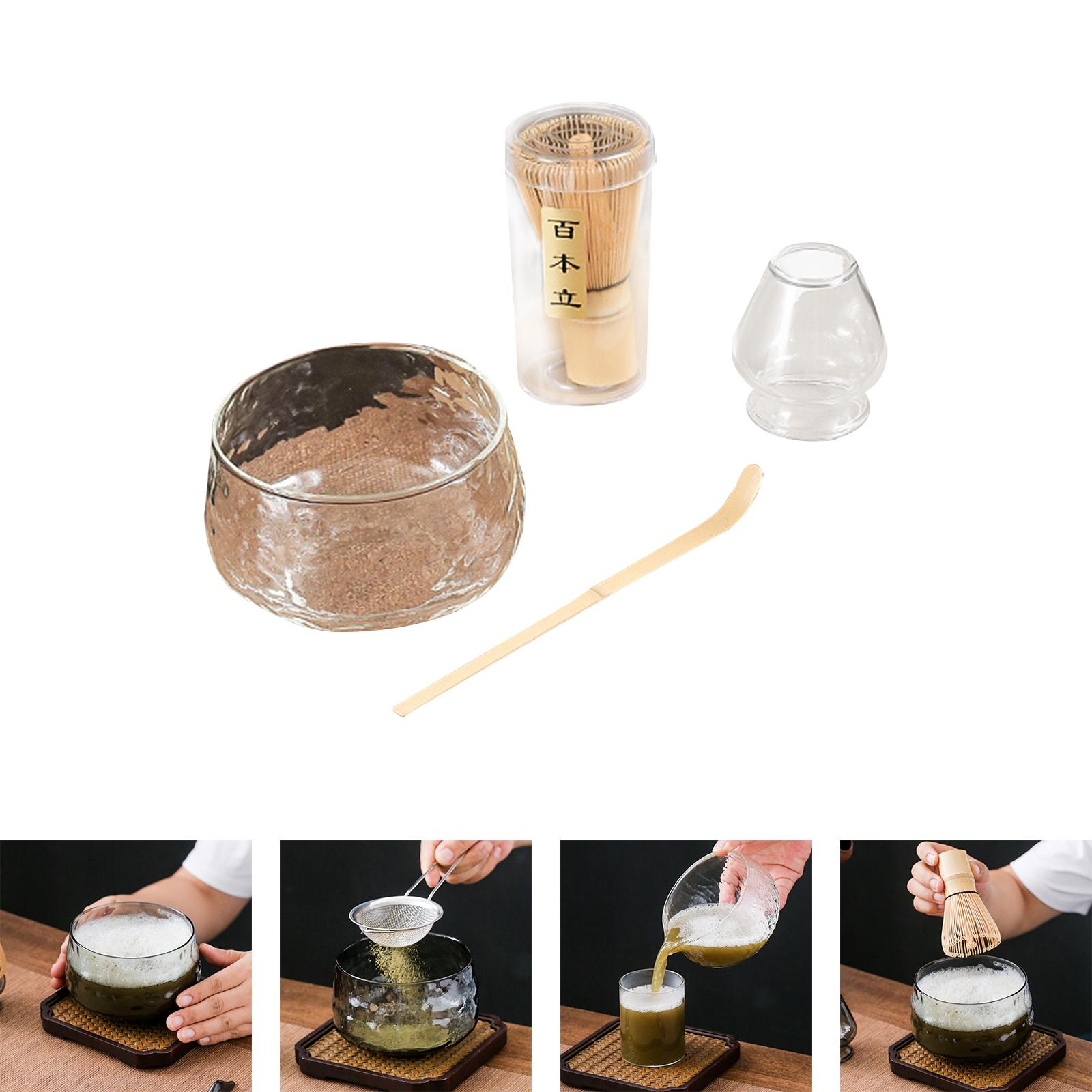 4x Traditional Matcha Set Japanese Ceremonial Matcha Tea Bowl Full Kit Clear