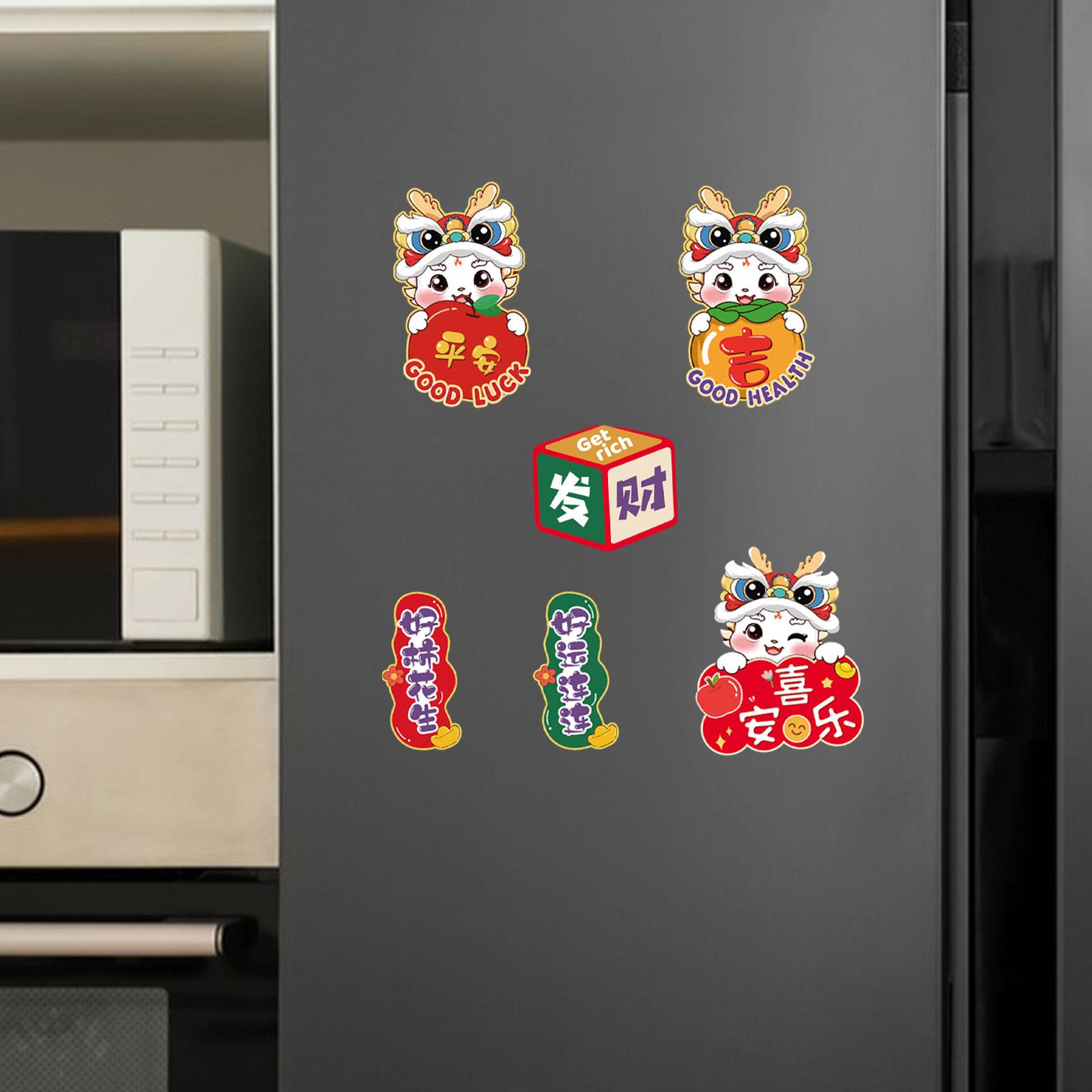 6Pcs Chinese New Year Refrigerator Magnets Ornament for Spring Festival