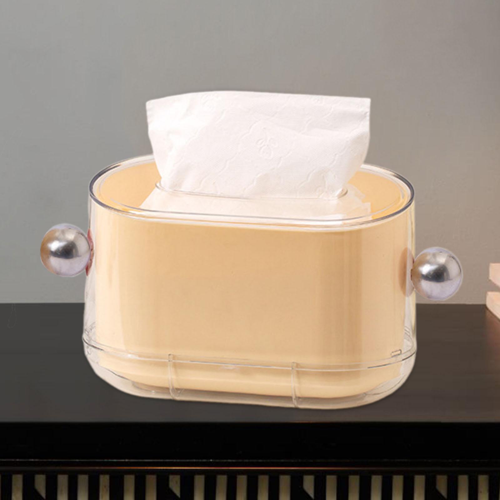 Tissue Box Holder Anti Slip Tissue Holder for Office Restaurant Night Stands White Silver