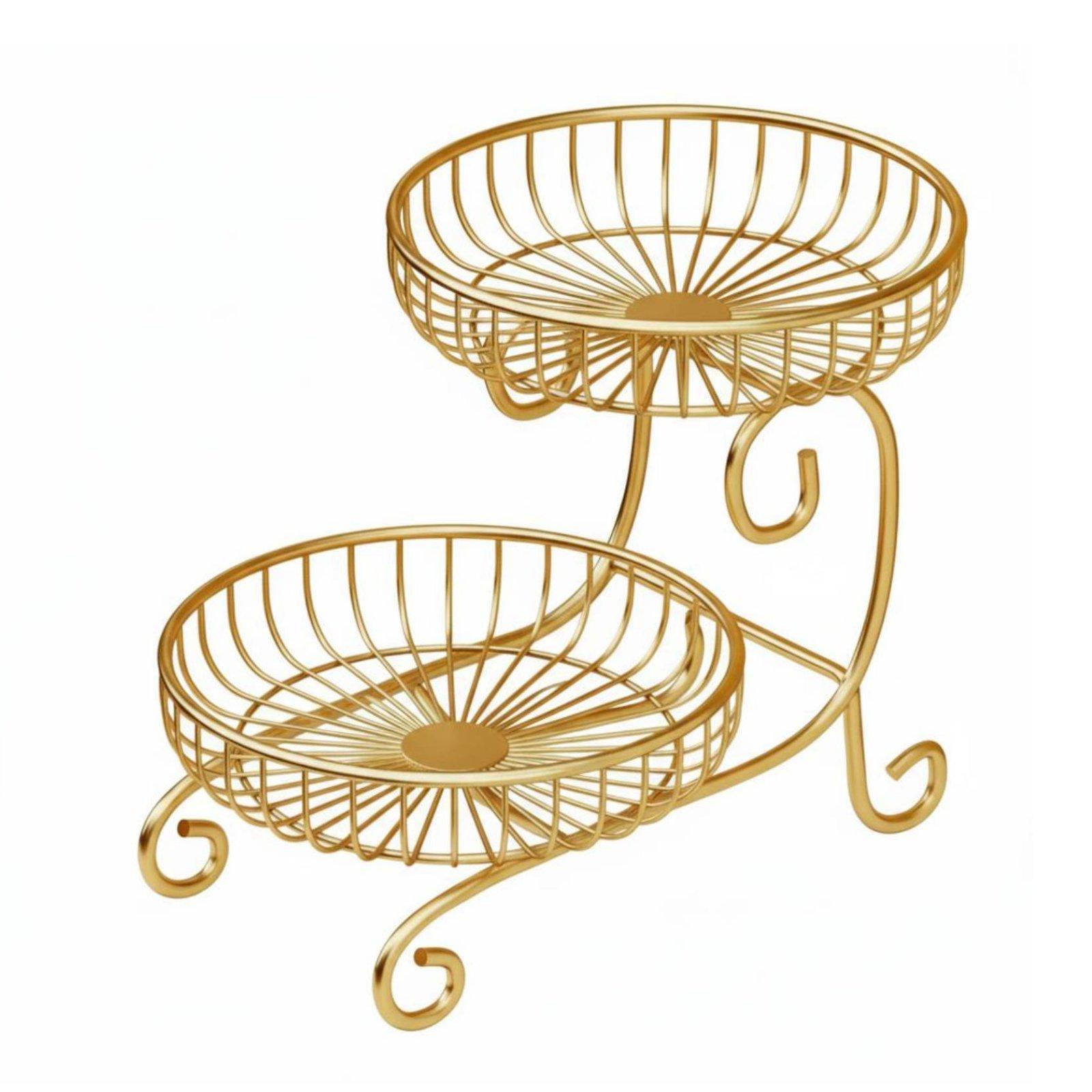 2-Tier Fruit Basket Gold