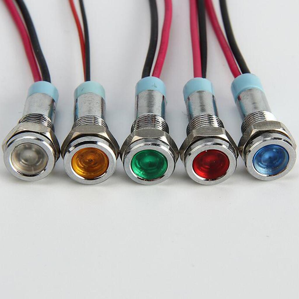 220V 6mm Signal Power Supply LED Metal Indicator Light Lamp With Wire ...