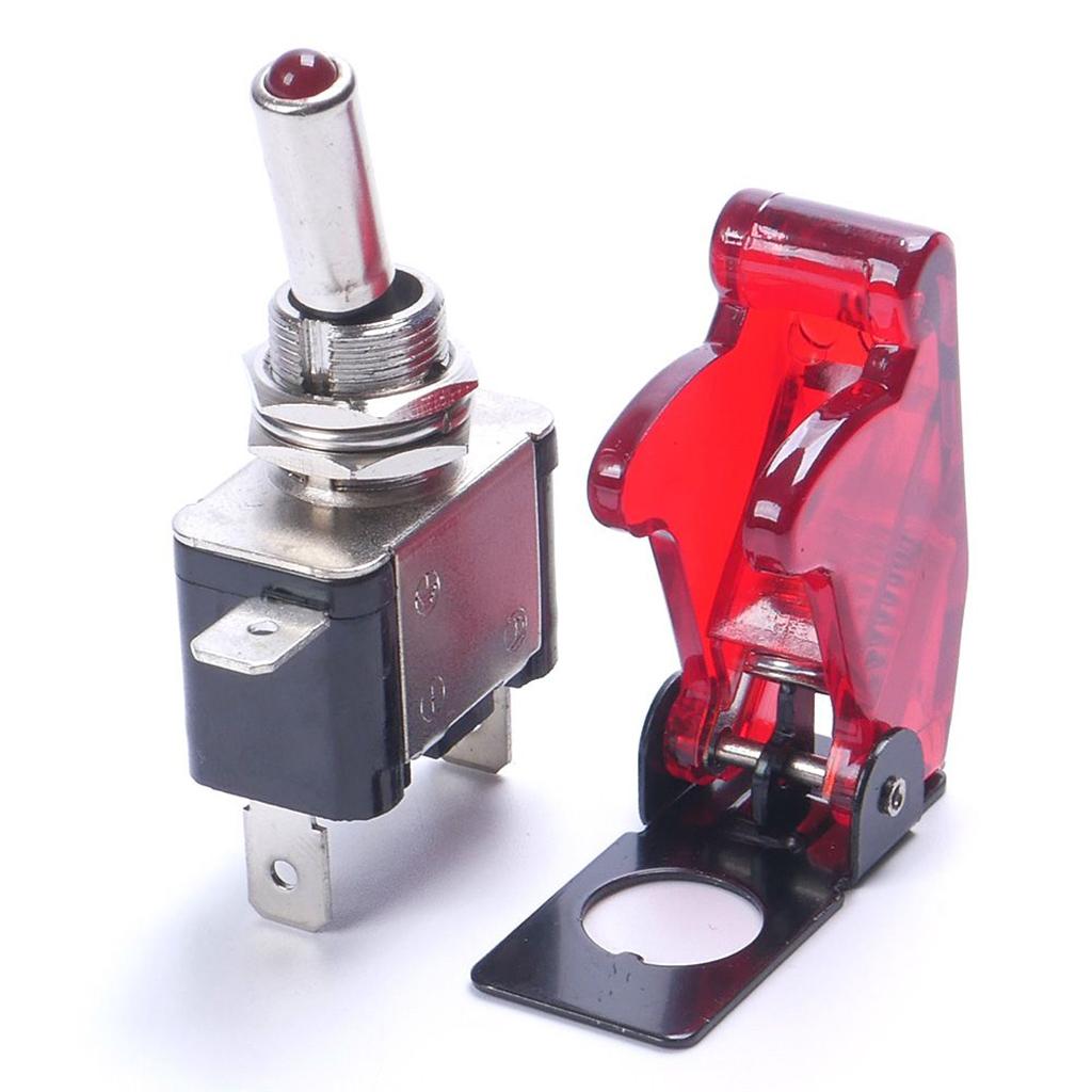 Rocker Toggle Switch Truck Illuminated Switch w/ Cover 12V20A Waterproof red
