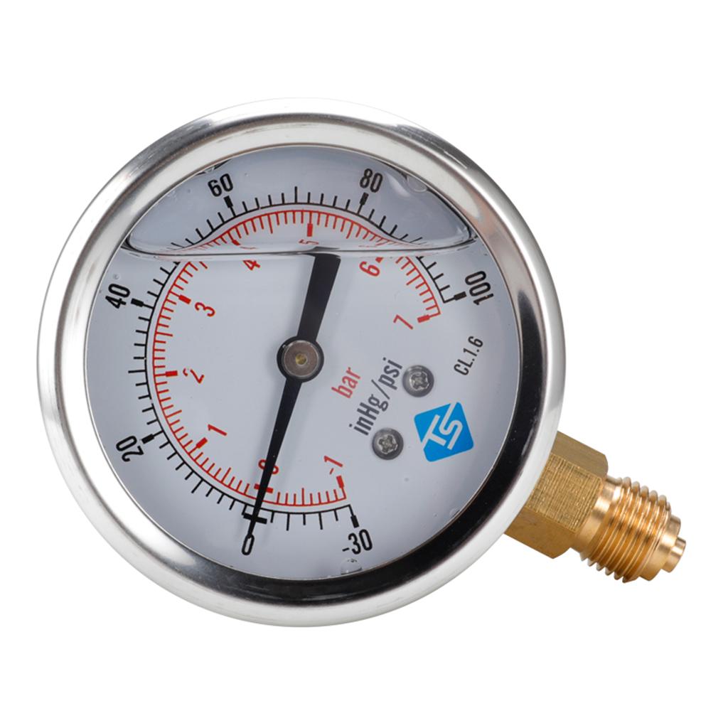 Vacuum Gauge 68mm , -1/0 Bar &-30*Hg - Male Bottom Connectio E