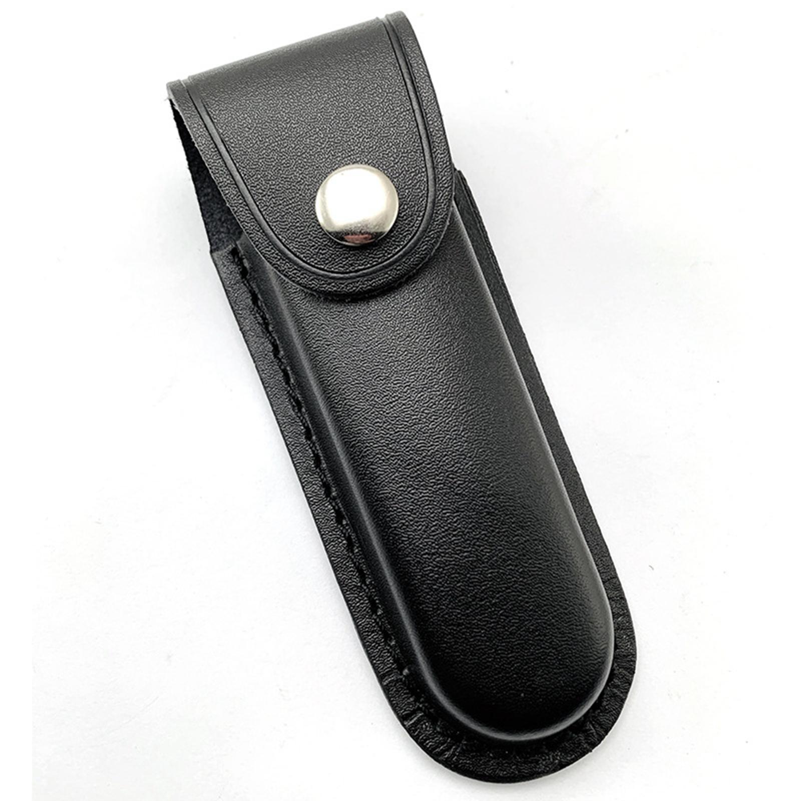 Leather Folding Blade Knife Sheath Classical Durable L Black