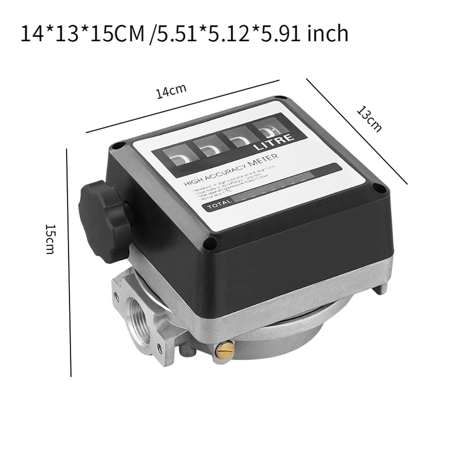 Mechanical Fuel Flow Meter Measuring Tool Multifunction Oil Flow Liter Meter Black