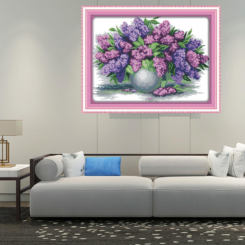 Lavender Vase Cross Stitch Kit 14CT