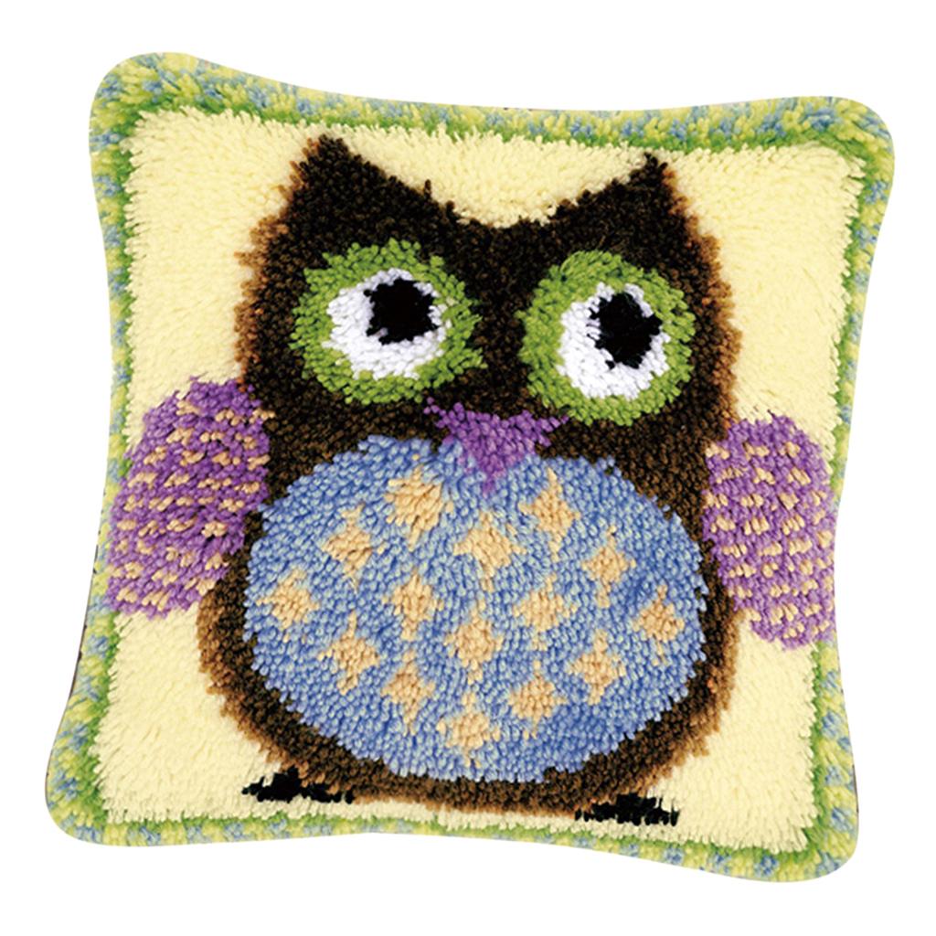 Diy Latch Hook Kit Pillow Making Package Wolf Tiger Giraffe Owl