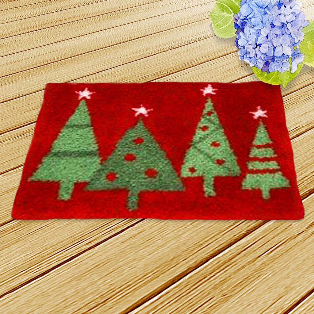 Latch Hook Kits Christmas Motif Rug Carpet Cushion Making Xmas Tree Red