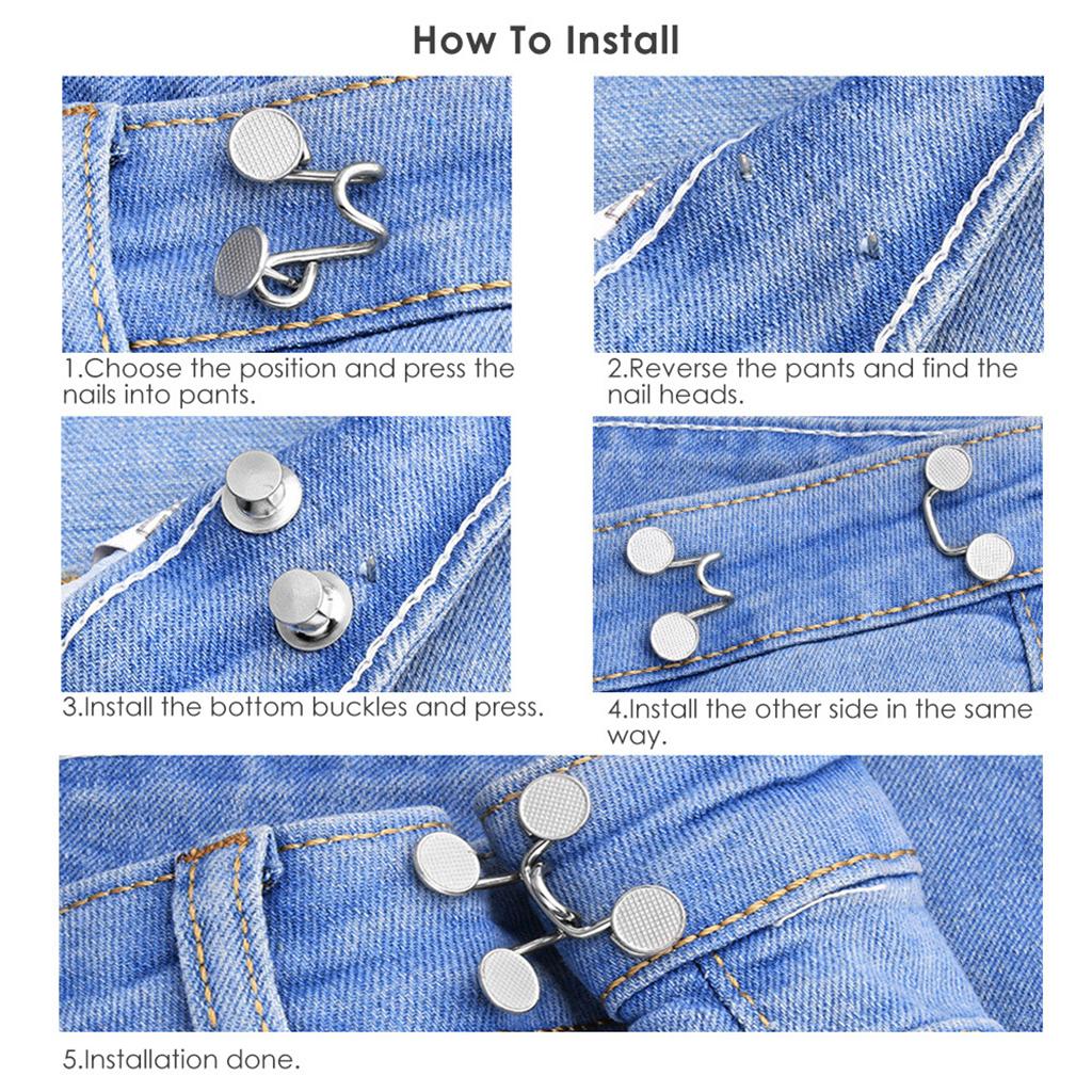 Nail-Free Button Adjustable Waist Extender Set Replacement Buckle Bronze