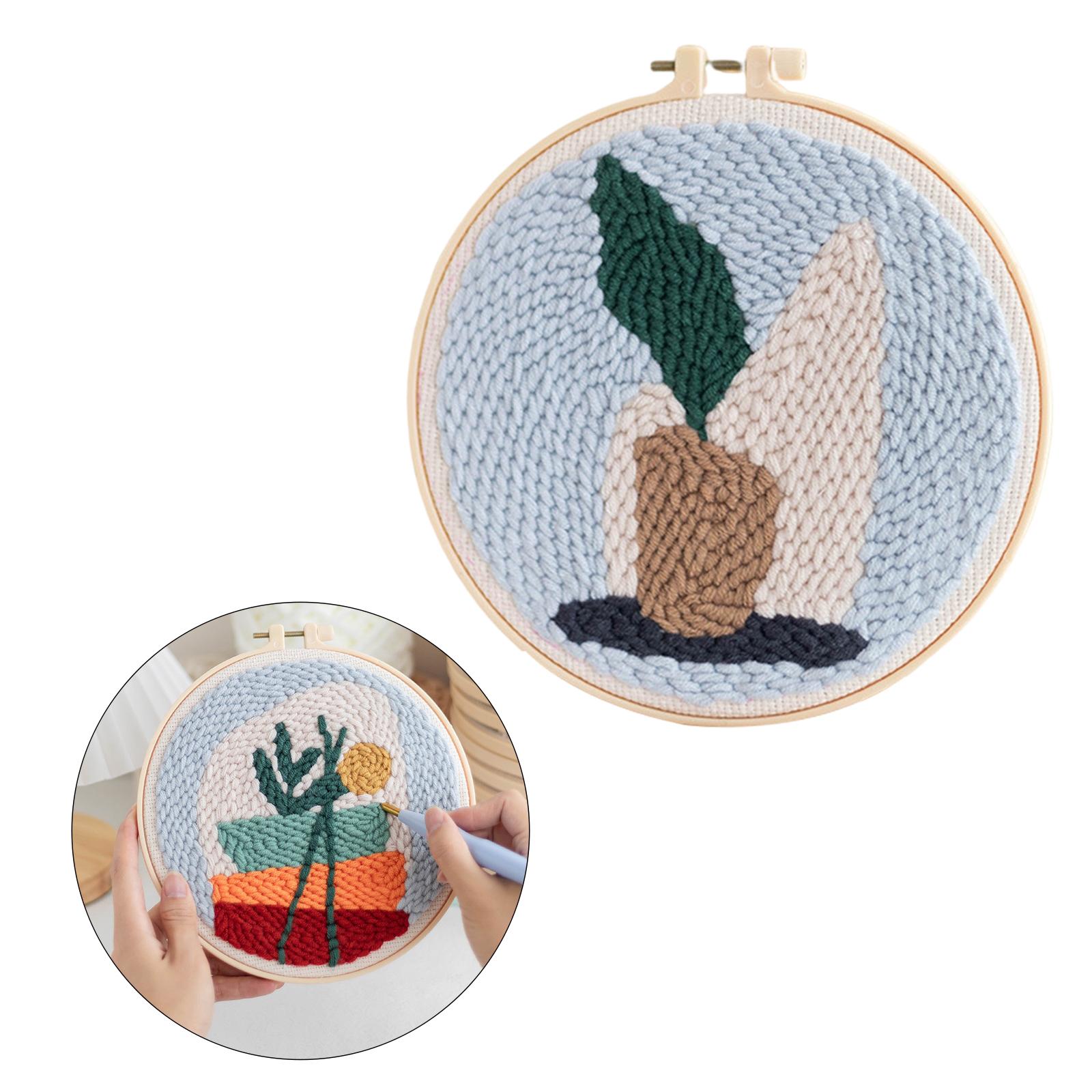 1 Set Punch Needle Embroidery Starter Kits DIY Needlecraft Planter