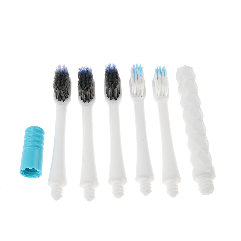 Portable Travel Toothbrush Set Soft Fiber with 5 Replacement Head Blue