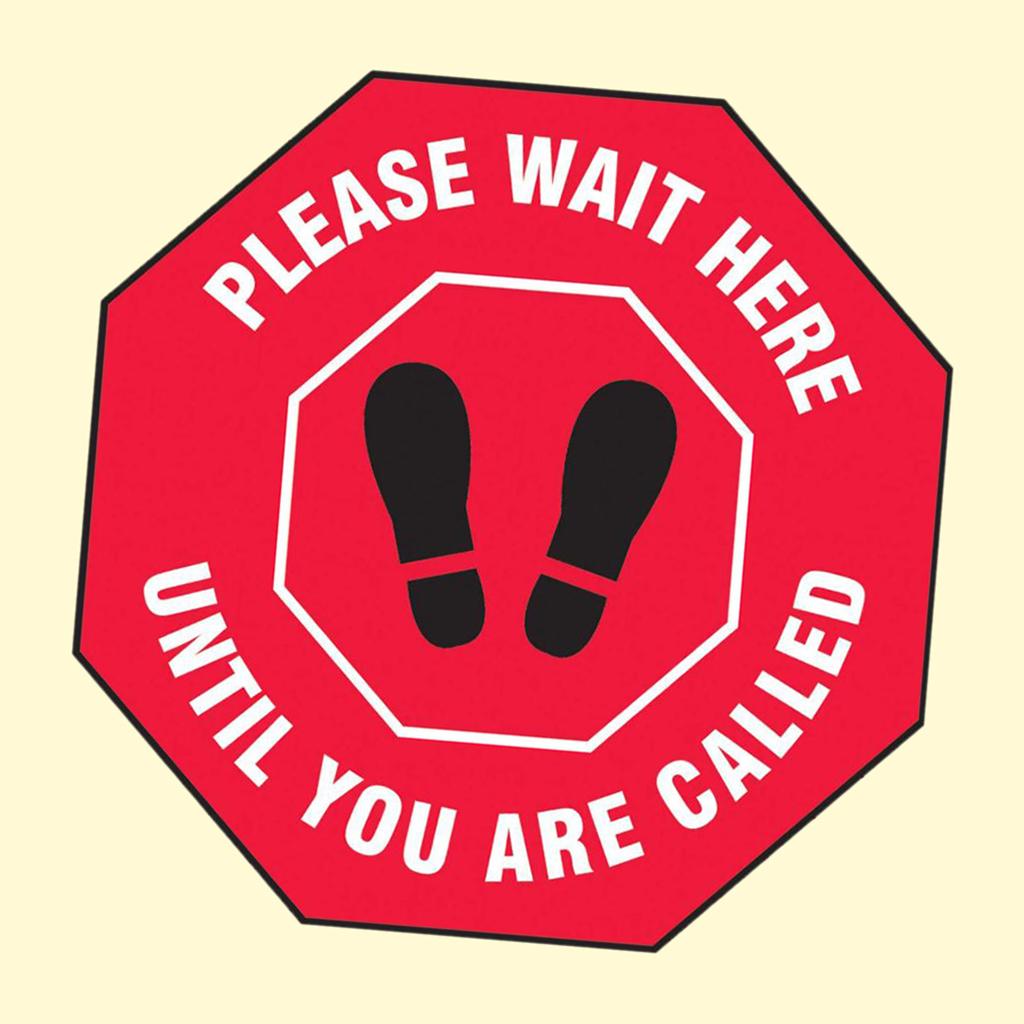 Vinyl Social Distancing Floor Signs Wait Here Sticker  red