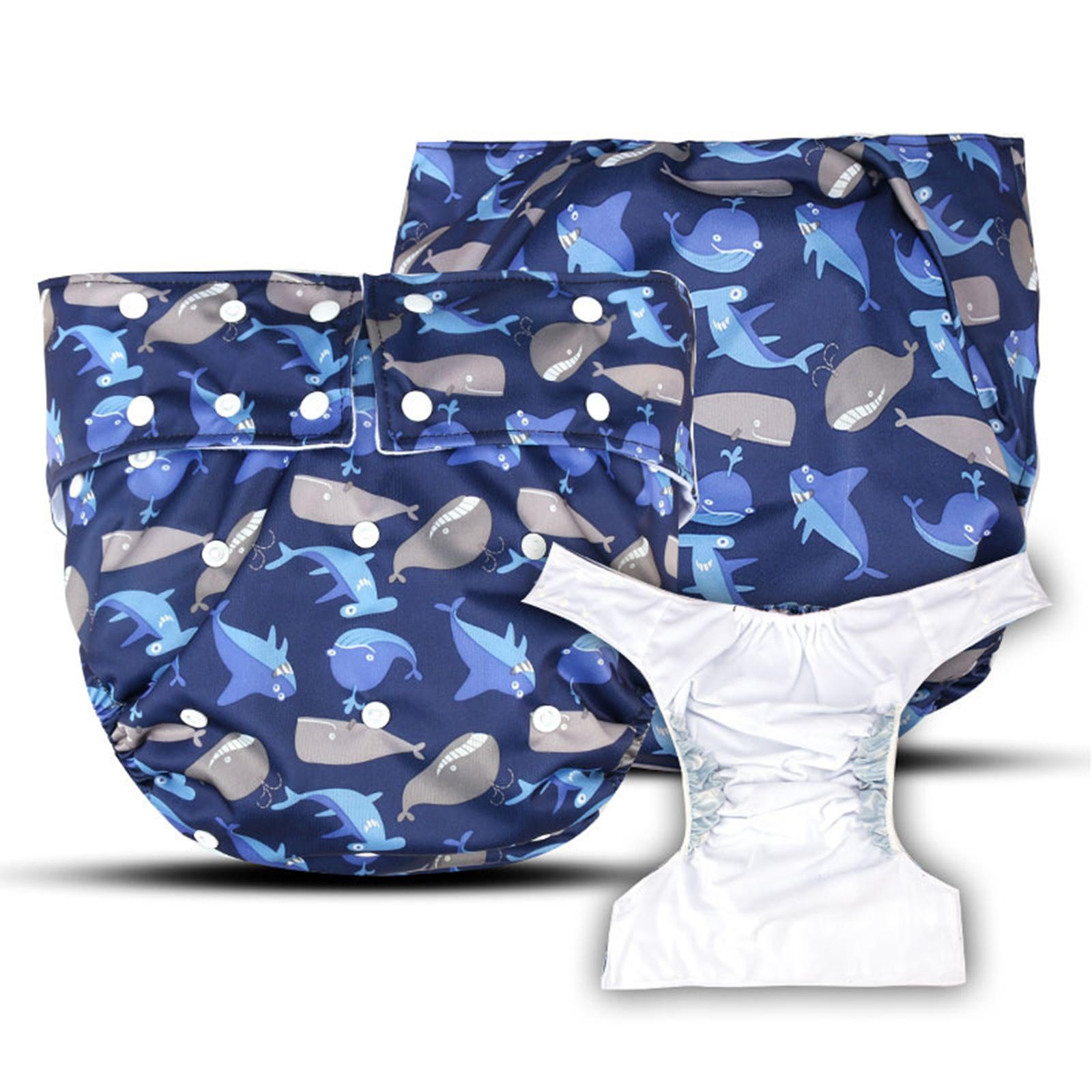 Waterproof Adult Diaper Incontinence Washable Elastic for Elderly Dark Blue 