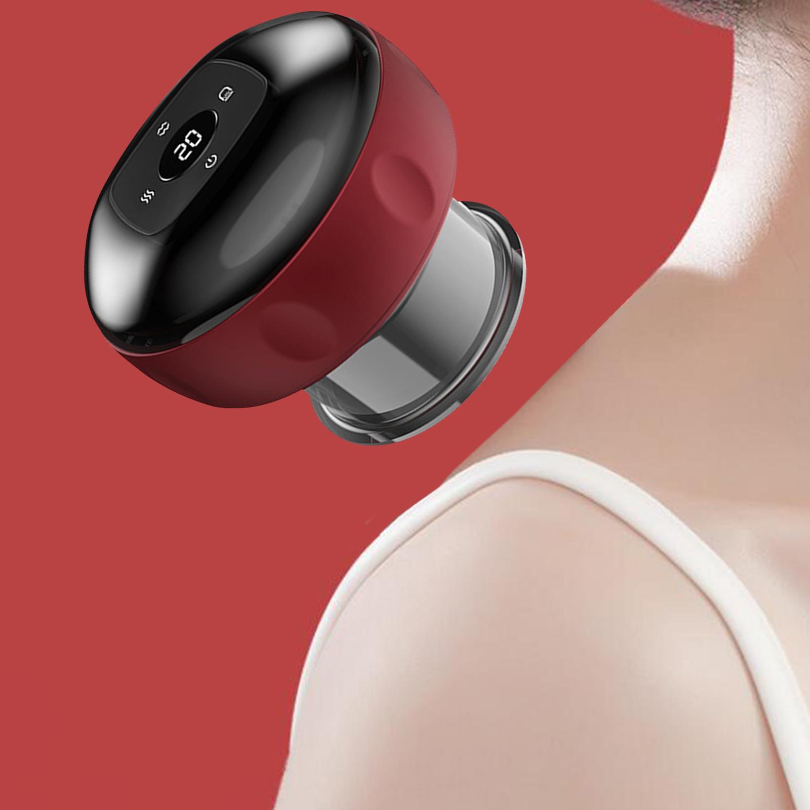 Electric Cupping Scraping Massager Rechargeable 12 Levels Red