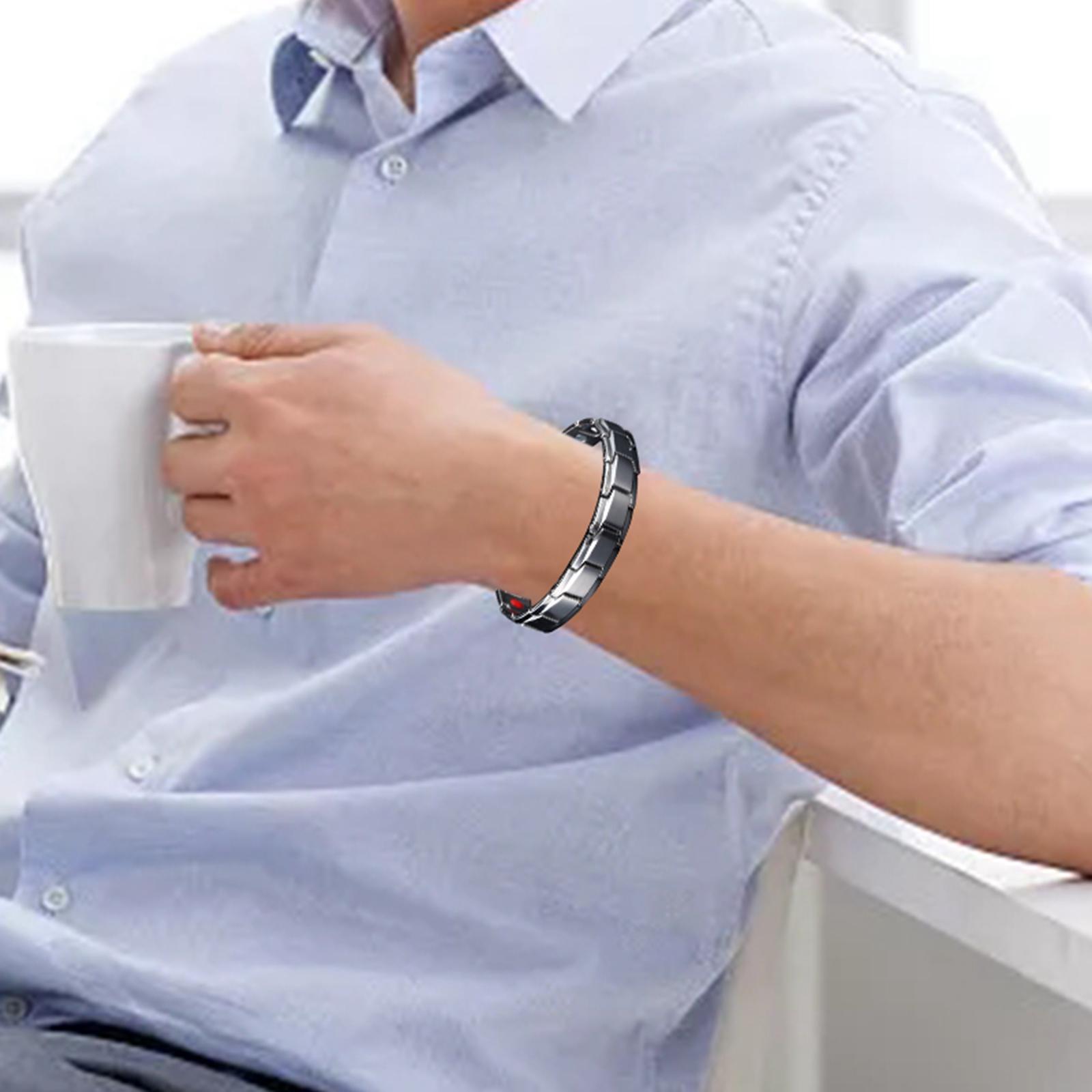 3xMagnetic Therapy Bracelet Titanium Lymph Detox for Carpal Tunnel Silver