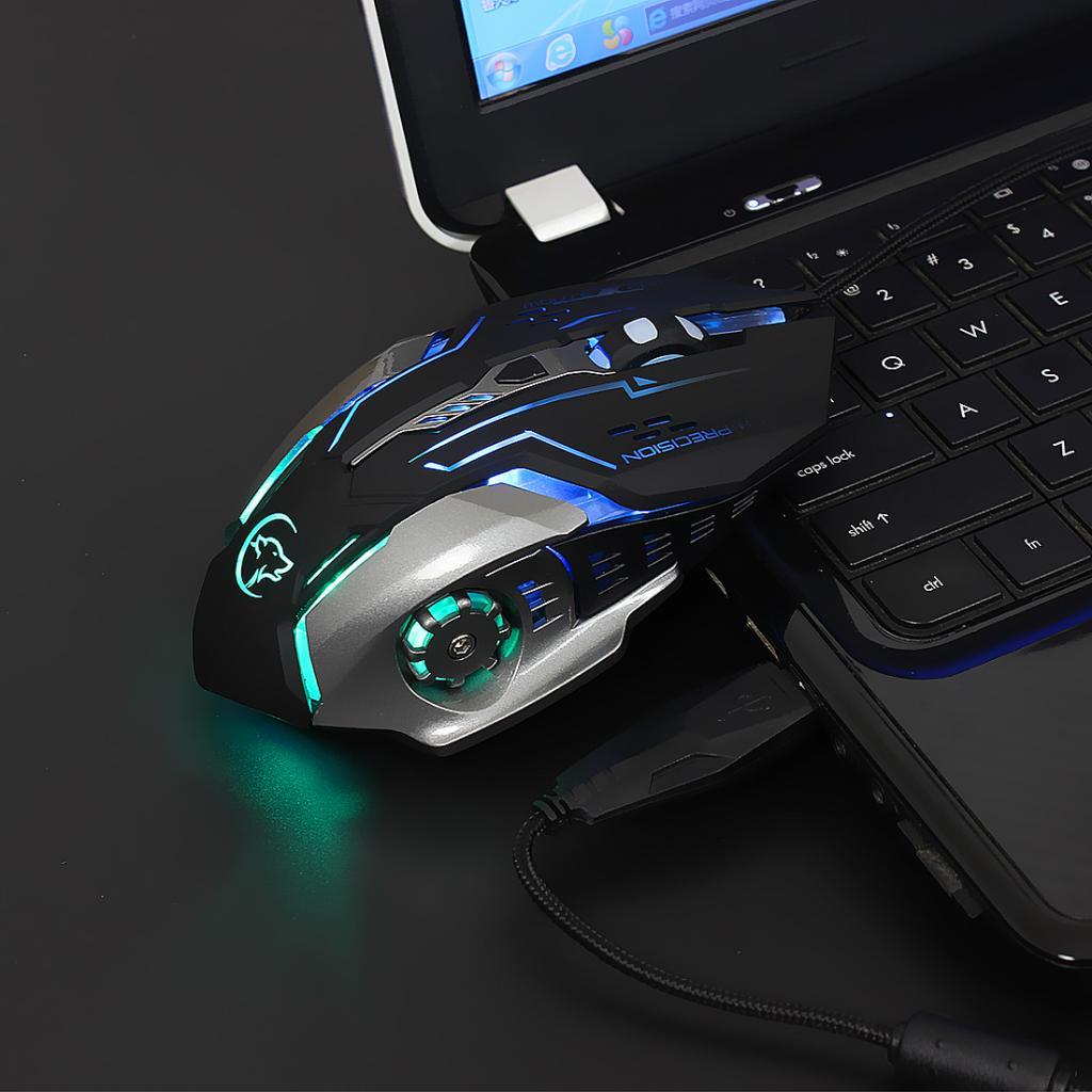 ABS Plastic Wired Gaming Mouse LED Optical USB Computer Mouse (Black)