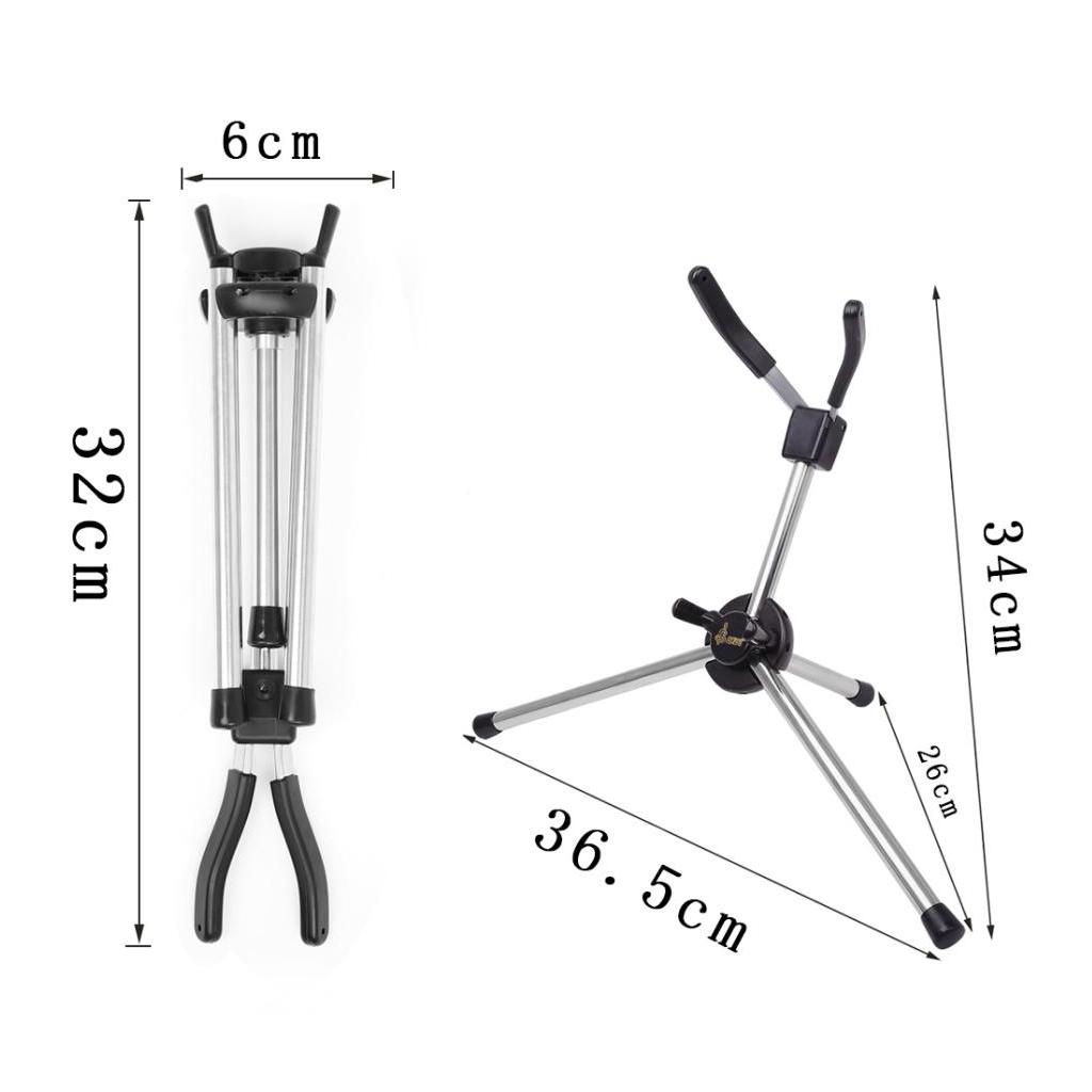 Tenor Saxophone Sax Stand Foldable Stainless Steel Durable Rubber Feet