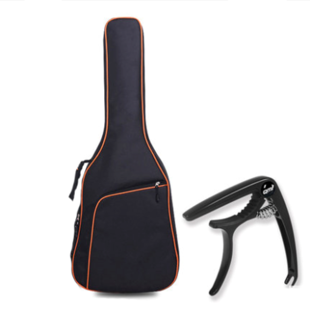 Oxford Cloth Guitar Backpack Double Shoulder 38 39inch Orange + Capo