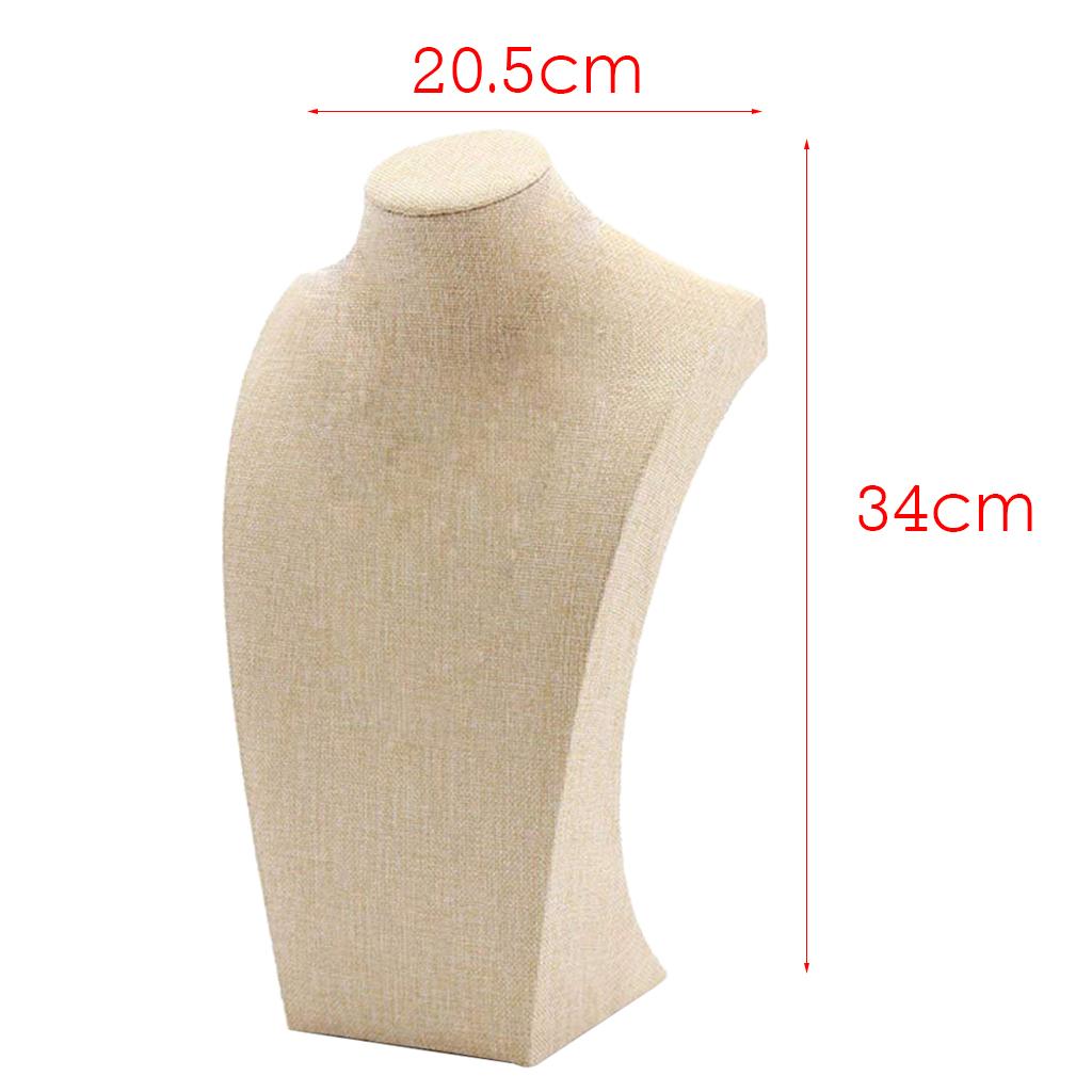 3xNecklace Pendant Display Bust Mannequin Stand Holder Rack, Linen 205*340mm
