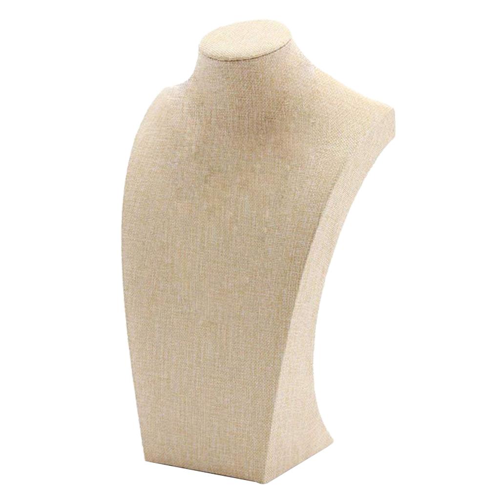 Necklace Pendant Display Bust Mannequin Stand Holder Rack, Linen 205*340mm