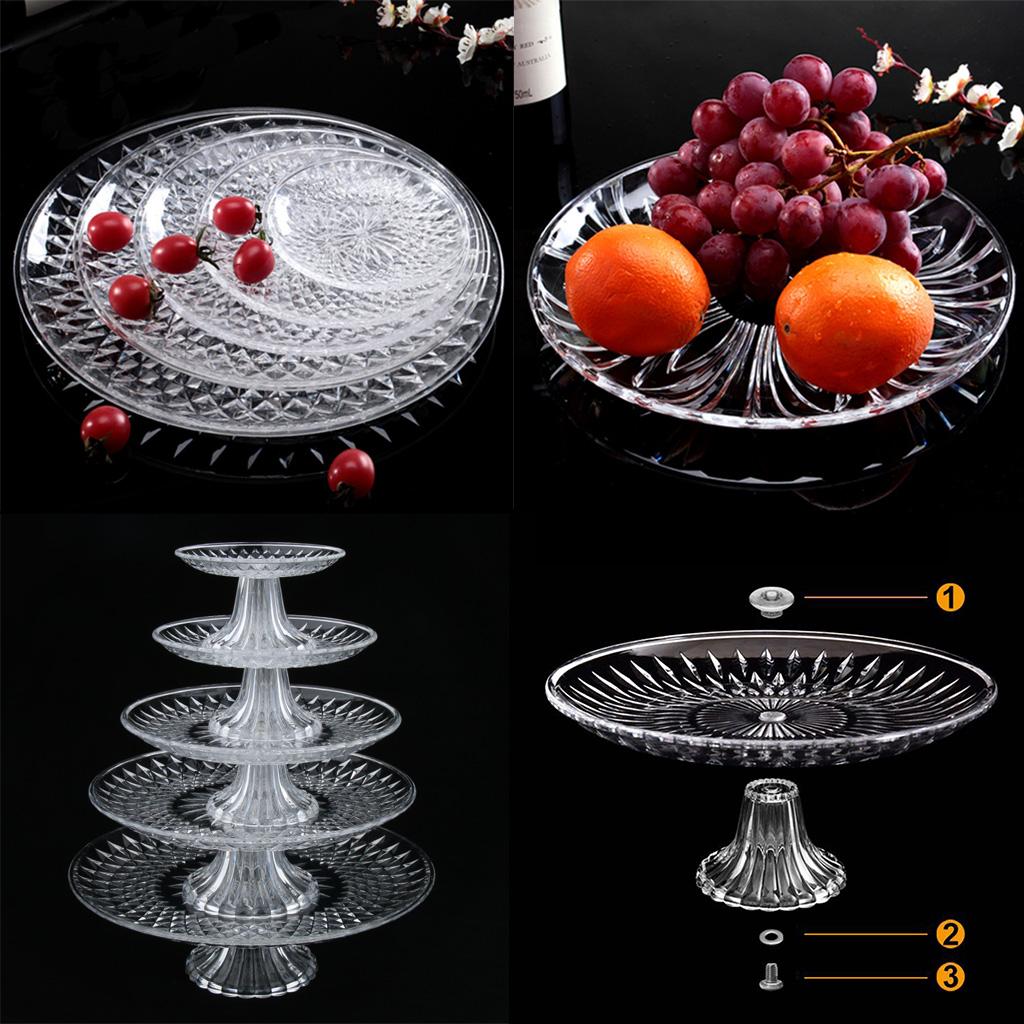 Round Clear Dish Platters Plate Food Serving Tray with Base, Plastic 35x11cm